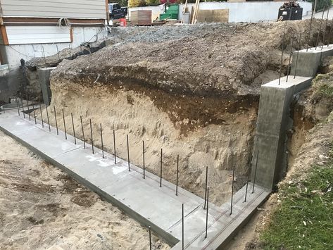 Foundation On A Slope, Footing Foundation, Retaining Wall Construction, Organic Building, Backyard Retaining Walls, Concrete Foundation, Basement Construction, Building A Retaining Wall, Sandpoint Idaho