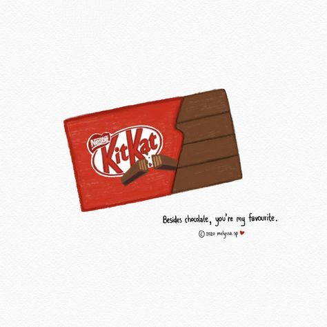 Chocolate Drawing Aesthetic, Kitkat Illustration, Kitkat Sticker, Kit Kat Drawing, Kitkat Drawing, Kitkat Aesthetic, Chocolate Typography, Chocolate Drawing, Kitkat Cake