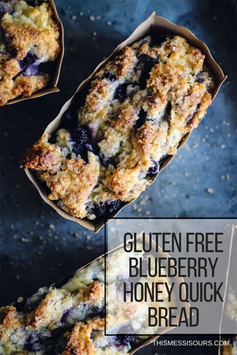 Honey Quick Bread, Breakfast Easy Quick, Bread Graphic, Breakfast Ideas Quick, Gluten Free Veggies, Gluten Free Quick Bread, Blueberry Honey, Gf Snacks, Honey Bread