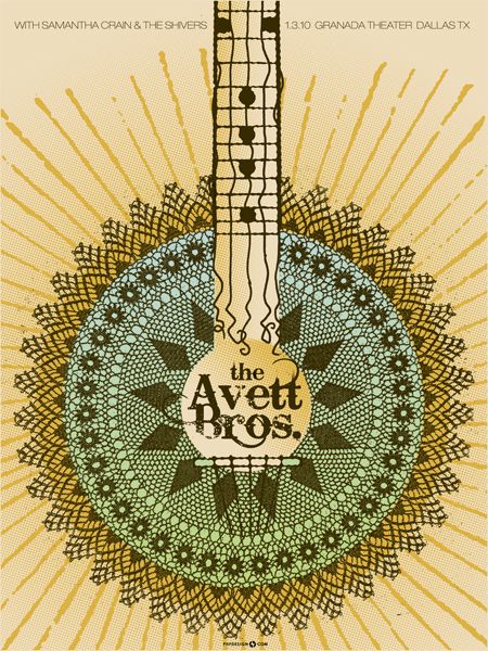 Avett Bros, Granada Theater Paper Dart, Scott Avett, Concert Poster Art, The Avett Brothers, Concert Poster Design, Brothers Art, Avett Brothers, Gig Poster, Band Art