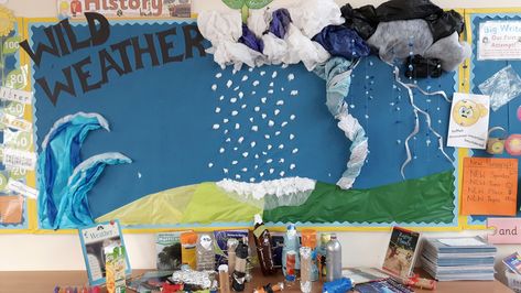 Natural Disasters Display, Weather Bulletin Board, Teaching Weather, Science Display, Weather Lessons, Recycling Activities, Weather Display, Ocean Theme Classroom, Weather Projects