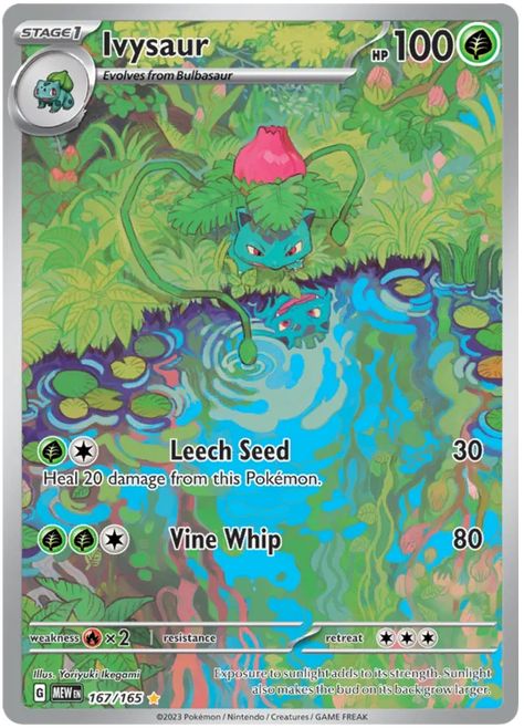 Ivysaur - Scarlet & Violet - 151 #167 Pokemon Full Art, Vine Whip, Original 151 Pokemon, All Pokemon Cards, 151 Pokemon, Cool Pokemon Cards, Pokemon Nintendo, Scarlet Violet, Collectible Trading Cards