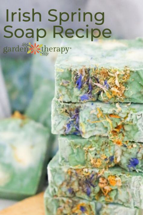 Irish Spring Soap, Spring Soap, Natural Soaps Recipes, Easy Soap Recipes, Diy Soap Recipe, Irish Spring, Handmade Soap Recipes, Cold Process Soap Recipes, Garden Therapy