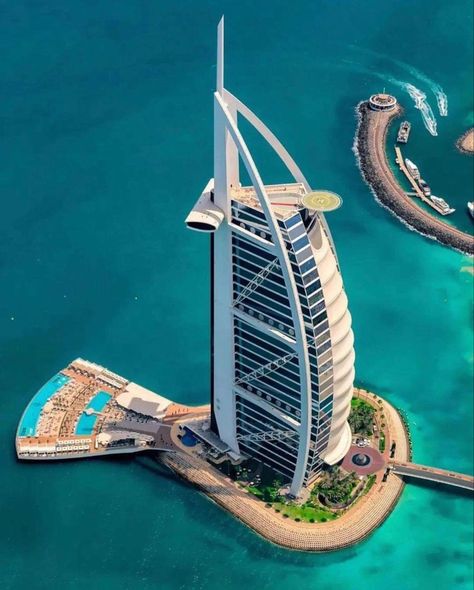 Burj al Arab through birds eye view Dubai Architecture, Dubai Holidays, Dubai Vacation, Dubai Aesthetic, Burj Al Arab, Visit Dubai, Dubai City, Enjoy Your Vacation, Dubai Life