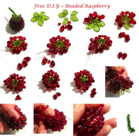 FREE Tutorial for Beaded Raspberry featured on Bead-Patterns.com Newsletter! Beaded Raspberry, Beaded Flowers Patterns, French Beaded Flowers, Beadwork Tutorial, Beading Patterns Free, Beading Techniques, Bead Weaving Patterns, Beaded Jewelry Tutorials, Seed Bead Tutorial