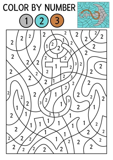 Vector pirate color by number activity with ship anchor. Treasure island scene. Black and white counting game with cute vessel part. Marine sea adventures coloring page for kids Scene Black, Black Pirate, Number Activity, Marine Sea, Ship Anchor, Counting Games, Vector Texture, Number Activities, Adventure Of The Seas