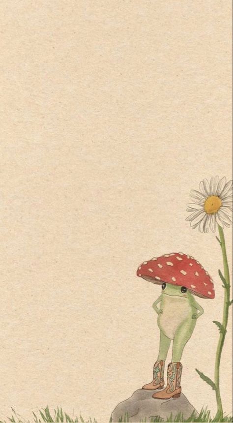 Quirky Wallpaper, Cottagecore Wallpaper, Mushroom Wallpaper, Frog Wallpaper, Fairy Wallpaper, Cute Simple Wallpapers, Phone Wallpaper Patterns, Art Wallpaper Iphone, Cool Wallpapers Art