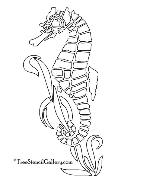 Seahorse Stencil Seahorse Stencil, Panda Stencil, Seahorse Embroidery, Chicken Stencil, Lion Stencil, Printable Stencils, Rabbit Silhouette, Seahorse Art, Stencils Printables