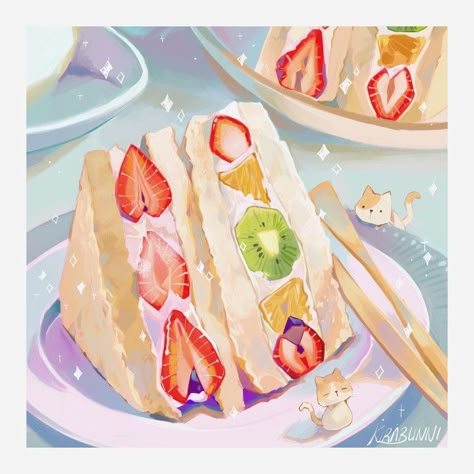 Foodie Illustration, Aesthetic Food Art, Food Studies, Japanese Food Illustration, Dessert Illustration, Studying Food, 귀여운 음식 그림, Foodie Art, Food Illustration Art