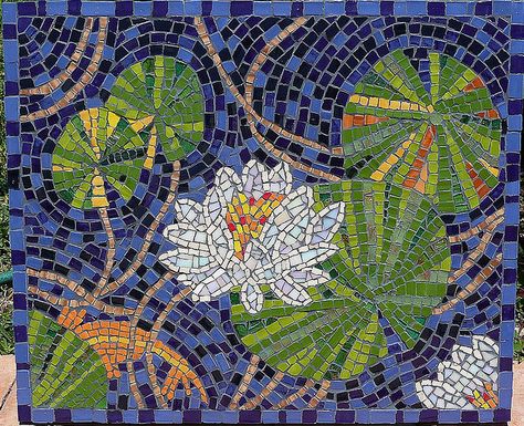 Lily pad mosaic Monet Lily Pads, Mosaic Windows, Mosaic Birdbath, Lilly Pad, Water Lily Pond, Mosaic Garden Art, Mosaic Birds, Mosaic Murals, Mosaic Flowers