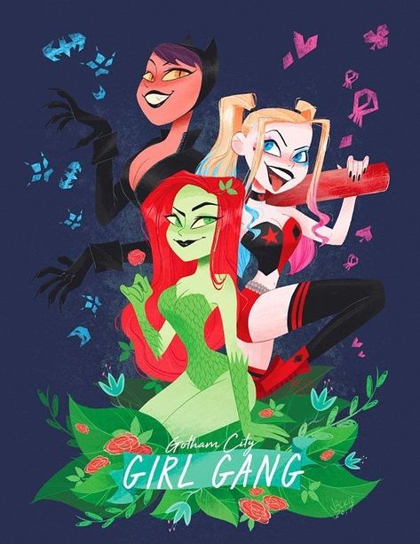 Poison Ivy And Harley Quinn, Harvey Quinn, Arley Queen, Gotham Sirens, Joker Y Harley Quinn, Batman Villains, Friend Ideas, Harley Quinn Drawing, Gotham Girls