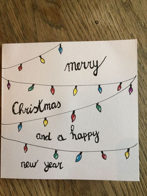 New Year Cards Handmade, Diy Holiday Cards, Happy New Year Cards, Beautiful Sketches, New Year Greeting Cards, Diy Gift Wrapping, Diy Christmas Cards, Christmas Card Design, New Year Card