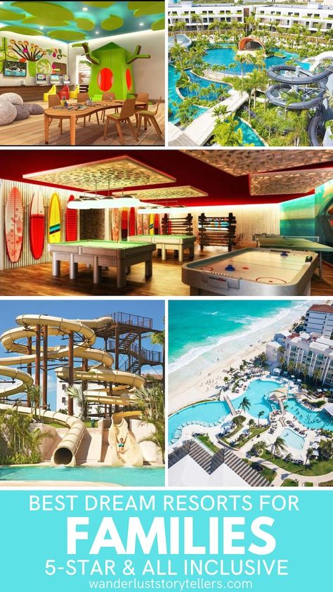 Best dream resorts for families - 5 star and all inclusive options Luxury Beach Vacation, All Inclusive Beach Resorts, Dreams Resorts, All Inclusive Trips, All Inclusive Wedding Packages, Best All Inclusive Resorts, Mexico Resorts, Best Family Vacations, Family Resorts