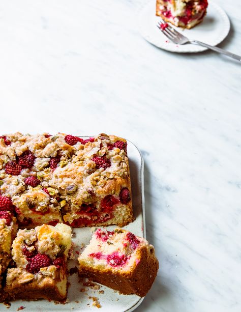 Raspberry Buckle | Raspberry Buckle Raspberry Buckle Recipe, Raspberry Buckle, Crumb Cake Topping, Rhubarb Coffee Cake, Rhubarb Coffee Cakes, Plum Crumble, Slab Cake, Streusel Cake, Rhubarb Cake