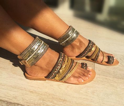 Boho Greek Leather sandals Handmade to order flats | Etsy Luxurious Sandals, Boho Heels, Bohemian Shoes, Gold Gladiator Sandals, Sandals Greek, Boho Shoes, Leather Sandals Handmade, Boho Sandals, Handmade Sandals