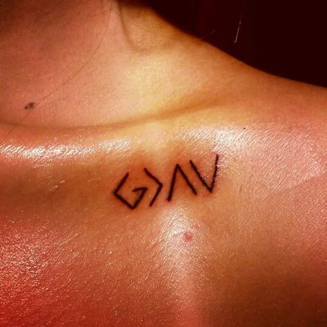 "God is greater than the ups and downs"  (#4 - Collar Bone - Zero Pain) Tattoo done by Altered Ego God Is Greater Than The Highs And Lows Tattoo Collarbone, Small Collar Bone Tattoos For Women, Highs And Lows Tattoo, Small Inspirational Tattoos, Small Colorful Tattoos, Small Quote Tattoos, Elephant Tattoo Design, Bone Tattoos, Note Tattoo