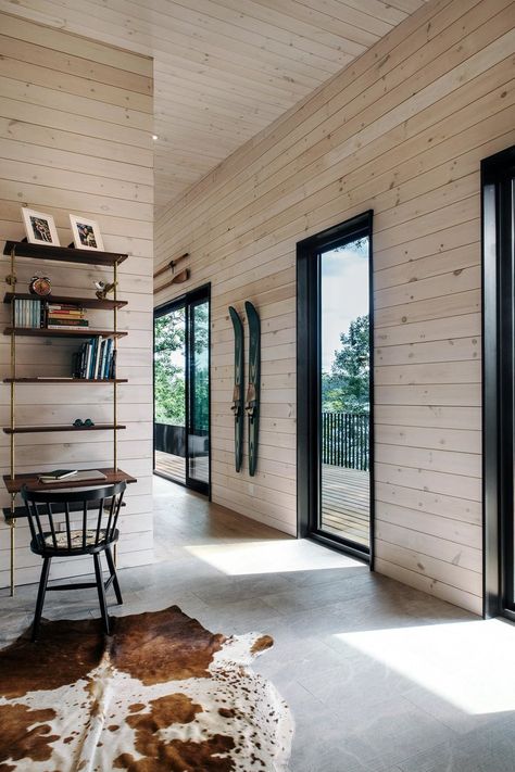 Cottage Retreat, Me Right Now, Cabin Interiors, Contemporary Cottage, Casa Container, Modern Cottage, Modern Cabin, Cottage Design, Cabins In The Woods