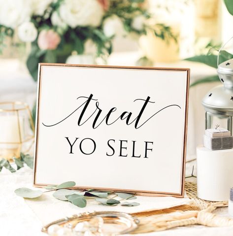 Treat Yo Self Sign Wedding Treat Yo Self Template Love is | Etsy Bosnia and Herzegovina Sports Themed Wedding, Polaroid Wedding, Wedding Favours Sign, Thank You Sign, Sports Wedding, Wedding Treats, Printable Wedding Sign, Photo Guest Book, Favors Sign