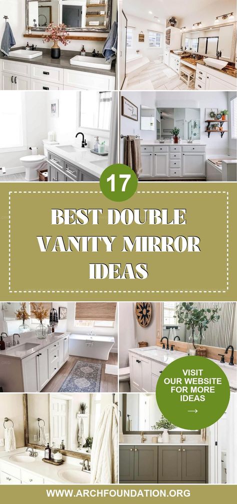 Bathroom Layout Double Vanity, Two Mirrors Over Vanity, Two Sinks One Mirror, Mirror Ideas For Double Sink Vanity, Dresser Mirror In Bathroom, Double Sink Bathroom Vanity Mirror, Bathroom Vanity With Two Mirrors, Bathroom Remodel With Double Vanity, Bathroom With Mirror Wall