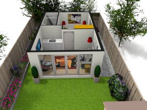 One Bedroom Granny Annexe in the garden Guest Annexe Ideas, Small Annex Ideas, Garage Conversion Granny Flat Uk, Garden Granny Annexe, Garden Annexe Ideas, Annexe Ideas Garage Conversions, Annexe Ideas Layout, Garden Annexe Guest Houses, Granny Annexe Ideas Uk