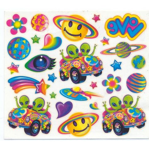 Lisa Frank Party ❤ liked on Polyvore featuring fillers, pictures, stickers, misc and scattered Lisa Frank, Sticker Pack, A White Background, Aliens, White Background, Cars, Stars, White