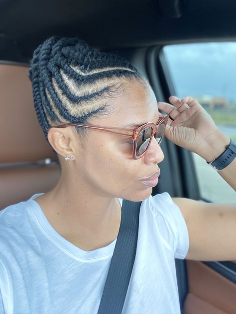 July 17,2020 Natural updo  Hair by |IG: @freshhairbyro Flat Twist Updo Bun, Twist Updo Natural Hair, Flat Twist Updo Natural Hair, Updo Natural Hair, Hair Plaits, Natural Hair Flat Twist, Natural Hair Haircuts, Twist Cornrows, Natural Updo