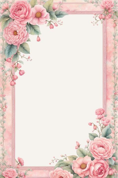 Frame Border Design Aesthetic, Pink Border Frame, Shabby Chic Aesthetic, Gold Wallpaper Background, Floral Cards Design, Frame Border Design, Page Borders, Chic Aesthetic, Borders And Frames