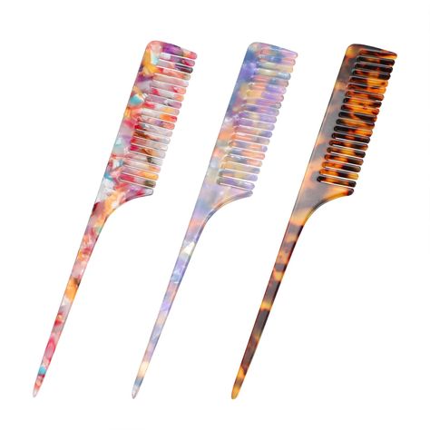 PRICES MAY VARY. Beautiful Patterns: Each rat tail styling comb is printed with vintage colorful patterns, both beautiful and practical High Quality Material: Our fine tooth teasing combs with pick parting are made of high quality plastic, which is heat-resistant, anti static, and comfortable to the touch. It is not easy to break during normal use, so you can use it for a long time Design: The handle of combs for braiding hair is specially designed with a tapered tail for quick hair styling. The Parting Comb, Teasing Brush, Fine Tooth Comb, Rat Tail Comb, Teasing Comb, Styling Comb, Quick Hairstyles, Time Design, Heat Resistant