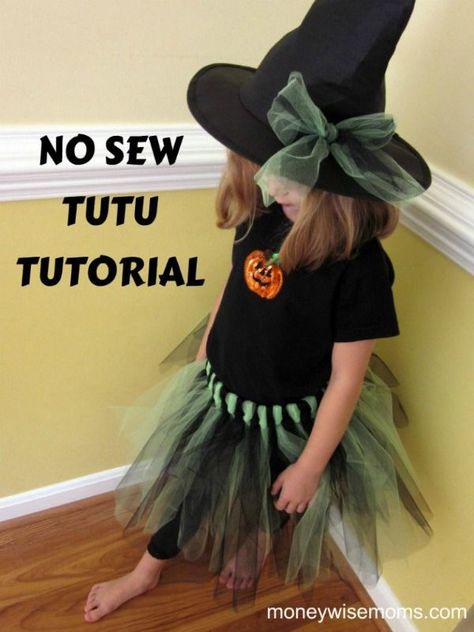 Incredibly easy No-Sew Tulle Skirt tutorial! You only need to things to make this Tutu, in whatever colors you want, for Halloween this year! #halloween #costume #tutu #tutorial #DIY #craft #halloweencostume #witch #kids #easy #nosew Witch Costumes Diy, How To Make A Tulle Skirt, How To Make A Skirt, Witch Costume Diy, Tulle Skirt Tutorial, Diy Witch, Tutu Tutorial, Diy Tulle, No Sew Tutu