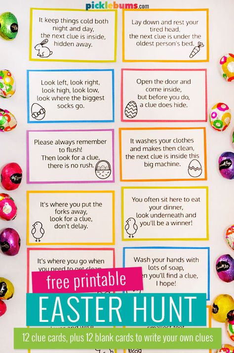 Easter Riddles, Easter Scavenger Hunt Clues, Egg Hunt Clues, Easter Egg Scavenger Hunt, Easter Egg Hunt Clues, Easter Treasure Hunt, Rhyming Riddles, Easter Scavenger Hunt, Treasure Hunt Clues