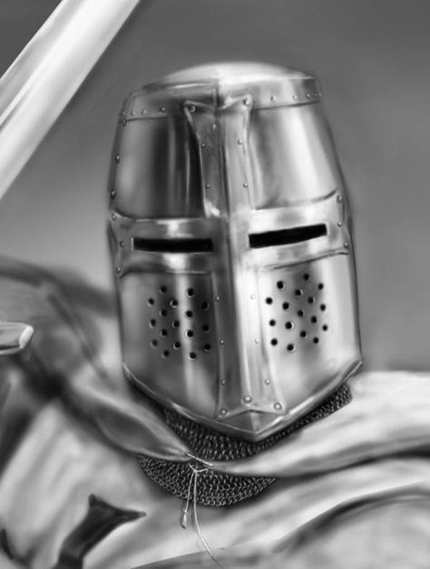 Templar  http://www.TheKnightsTemplar.org/ Knight Tattoos, Crusader Wallpaper, Crusader Helmet, Temple Knights, History Aesthetic, Helmet Tattoo, Knights Hospitaller, Knight Tattoo, Crusader Knight