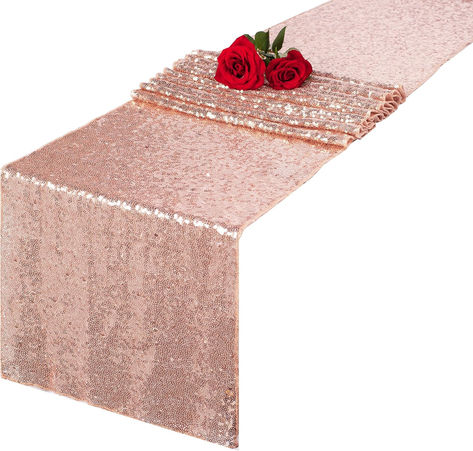 Halloween Decorations Birthday, Sequin Table Runner, Baby Shower Halloween, Sequin Table, Classic Candy, Baby Shower Table, Dessert Tables, Laser Machine, Rose Gold Glitter