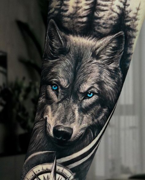 “Check out this stunning piece combining realism and surrealism with deep, smooth textures. The blue eyed wolf symbolises strength and solitude, emerging from the shadows with purpose. Perfect for those who find power in their independence. 🐺✨ Feel free to share! . . . . . . #tattooart #inked #tattooinspiration #TattooCulture #BlackAndGreyTattoo #realismtattoo #TattooLovers #TattooDesign #bodyart #tattooideas #TattooArt #inked Blue Eyed Wolf, Wolf Tattoo, Realism Tattoo, Blue Eyed, The Shadows, Black And Grey Tattoos, Smooth Texture, Realism, Blue Eyes