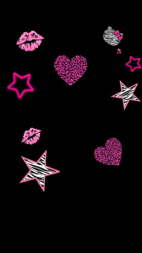 Insta Highlight Cover Y2k, Y2k Black And Pink Wallpaper, Pink Y2k Highlight Cover, Y2k Highlight Covers, Y2k Instagram Highlight Covers, Hearts Background Y2k, Black And Pink Hearts Wallpaper Y2k, Y2k Stars Background Pink, Y2k Background Aesthetic