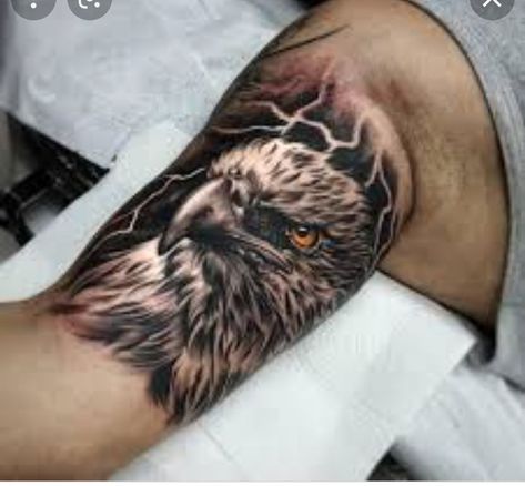 Inner Bicep Eagle Tattoo Men, Tiger Tattoo Sleeve, Hawk Tattoo, Mens Shoulder Tattoo, Cool Arm Tattoos, Eagle Tattoos, Eagle Tattoo, Hand Tattoos For Guys, Arm Tattoos