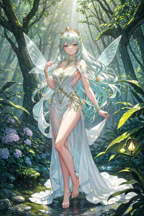 Magical Forest Art, Mystical Goddess, Female Drawings, Enchanted Forest Fairy, Glowing Lantern, Enchanted Characters, Anime Purple Hair, Ethereal Fairy, The Glade