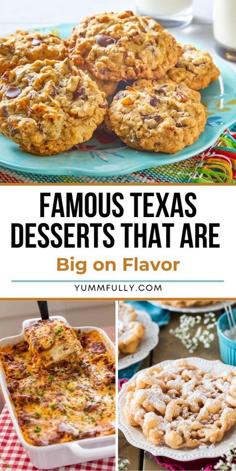 Texas has some of the best desserts nationwide. Try the Famous Texas Dessert recipes, from pecan pies to towering Texas sheet cakes, and find out why these bold and delicious Texan sweets are such a sensation. Texas Themed Food Party Ideas, Texas Dessert Recipes, Best Texas Recipes, Texas Yum Yum Dessert, Texas Recipes Authentic, Texas Appetizers, Texas Bbq Party, Texas Desserts, Texas Sheet Cakes