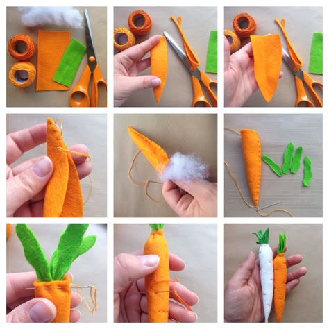 Good Morning on Sunday! DIY carrot and parsnip, this is what I call healthy crafts😝  they are honestly super simple to make and can be given to kids as toys, they can sell them in their grocer… Felt Carrot, Diy Costumes Kids Boys, Felt Food Diy, Felt Food Patterns, Felt Fruit, Felt Play Food, Kids Animals, Diy Costumes Kids, Costumes Diy