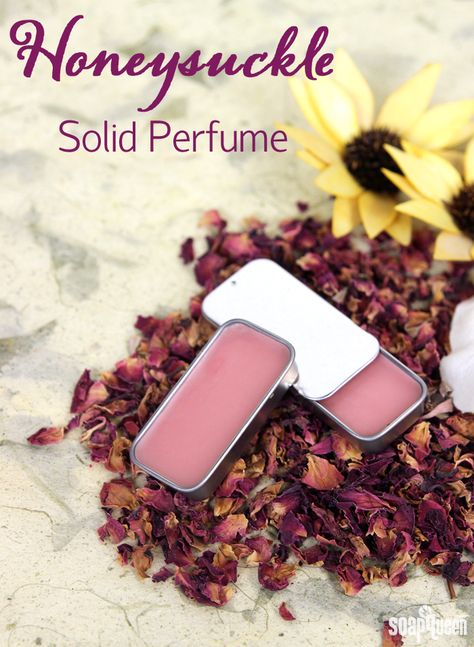 This Honeysuckle Solid Perfume smells amazing, and is so easy to make! Honeysuckle Perfume, Solid Perfume Diy, Perfume Diy, Solid Perfume Recipes, Essential Oil Perfumes Recipes, Soap Queen, Homemade Perfume, Perfume Recipes, Diy Kosmetik