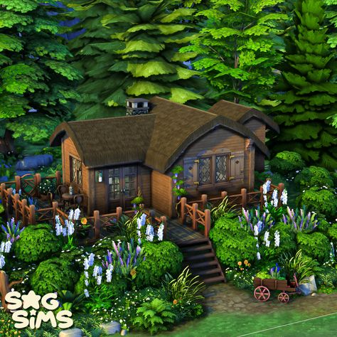 Sims 4 Off Grid House, Sims Off The Grid, Sims 4 Off Grid, Sims 4 Off The Grid Cc, Sims 4 Cottage, Cc Packs, Off Grid Homestead, Off Grid House, Sims Building