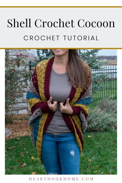 Shell Stitch Shawl Crochet Pattern, Loops And Threads Patterns, Crochet Cocoon Pattern Free, Crochet Cocoon Pattern, Crochet Vests, Crochet Triangle Shawl Pattern, 2023 Crochet, Small Patterns, Crochet Garments