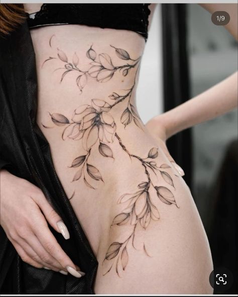 Side Tattoos Women, Waist Tattoos, Torso Tattoos, Scar Tattoo, Tattoos For Women Flowers, Hip Tattoos Women, Vine Tattoos, Stomach Tattoos, Thigh Tattoos Women