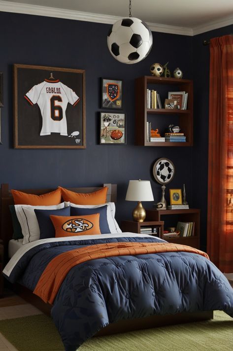 #homedecor, #interiordesign, #homedesign, #decor inspiration Teen Boy Sports Bedroom, Sports Bedroom For Boys, Boys Sports Bedroom Ideas, Boys Bedroom Sports, Boys Sports Bedroom, Kids Sports Bedroom, Boys Sports Room, Dreamy Bedroom Ideas