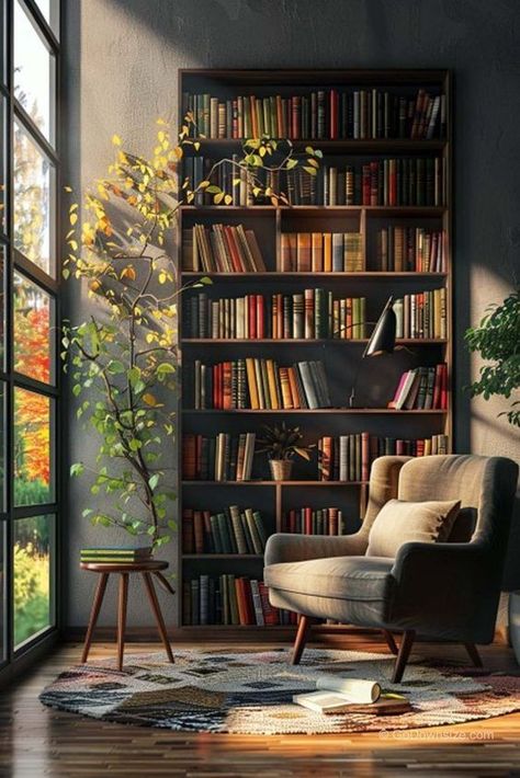 When you have abundant vertical space in your home, it’s best to maximize it. Don’t leave your tall walls bare and consider installing a makeshift wooden library.