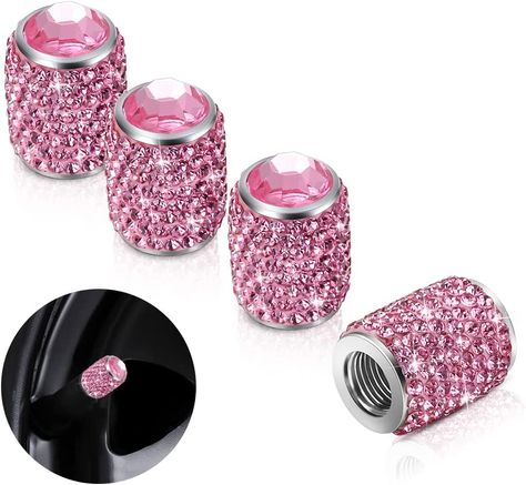 Bling Tire Stem Valve Caps, Crystal Tire Caps Shinny Rhinestone Universal Car Dustproof Tire Valve Caps for Car SUV Motorcycle Bicycle Truck (Pink) Moto Rose, Girly Car Accessories, Sparkle Gift, Amazon Shop, Valve Stem Caps, Cute Car Accessories, Car Suv, Automotive Tires, Pink Bling