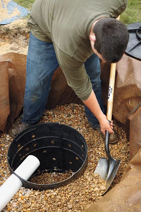 Dry Well How To Build A, How To Build A Well, Dry Well Drainage Diy, Dry Well Drainage, Sump Pump Drainage Ideas, Drain Channel, Gutter Drainage, Backyard Drainage, Landscape Drainage