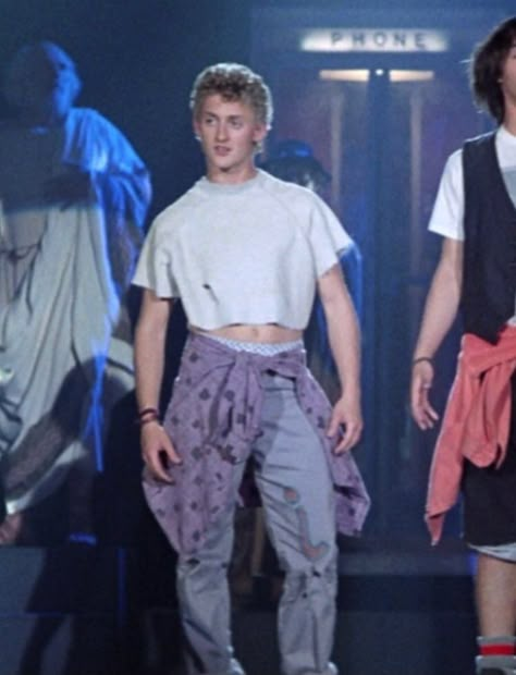 Alex Winter Crop Top, Bill And Teds Excellent Adventure, Alex Winter 80s, Bill And Ted Excellent Adventure, Bill And Ted, Men Crop Top, Mens Crop Tops, Lost Boys Movie, 80s Fashion Men