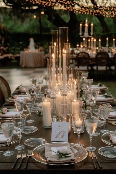 This Italian-Inspired Garden Wedding Was A Midsummer Night’s Dream #weddingtabledecor #weddingcandles #outdoorweddingideas Candle Lit Garden Wedding, All Candles Wedding Centerpieces, Wedding Party Design, Outdoor Candle Wedding, A Midsummer Night's Dream Wedding, Italian Garden Wedding Theme, Italian Wedding Centerpieces, November Wedding Inspiration, Vintage Inspired Wedding Decor