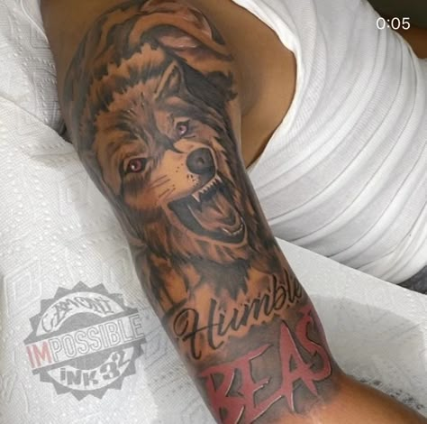 Hood Tattoos, Upper Arm Tattoos For Guys, Mens Tiger Tattoo, Guy Tattoos, Half Sleeve Tattoos For Men, Arm Tattoos Lettering, Black People Tattoos, Tattoos For Guys Forearm, Bird Tattoos Arm