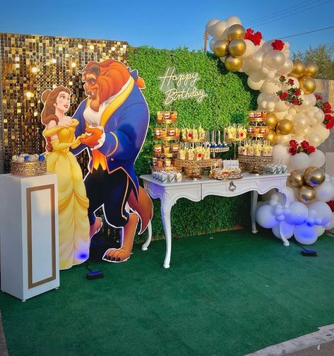 Gender Reveal Beauty And The Beast, Beauty And Beast Backdrop Ideas, Beauty And The Beast Garland, Beauty And The Beast Theme Birthday, Bella Birthday Party Ideas, Beauty Beast Party, Beauty And Beast Birthday Decorations, Beauty The Beast Birthday Party, Beauty And The Beast 1st Birthday Party